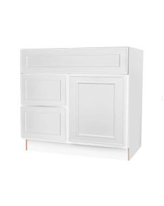 Craftsman White Shaker Vanity Sink Base Drawer Left Cabinet 30" Largo - Buy Cabinets Today