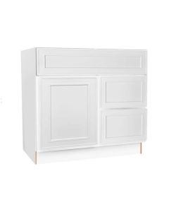 Craftsman White Shaker Vanity Sink Base Drawer Right Cabinet 30" Largo - Buy Cabinets Today