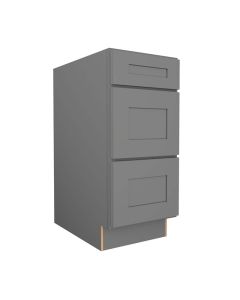 Grey Shaker Elite Three Drawer Base Cabinet 15" Largo - Buy Cabinets Today