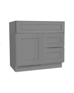 Grey Shaker Elite Vanity Sink Base Drawer Right Cabinet 30"W Largo - Buy Cabinets Today
