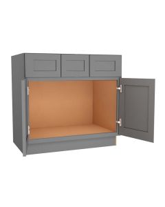 Grey Shaker Elite Vanity Sink Base Cabinet with Drawers 42"W Largo - Buy Cabinets Today