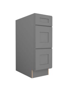 Grey Shaker Elite Vanity Three Drawer Base Cabinet 12"W Largo - Buy Cabinets Today
