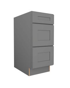 Grey Shaker Elite Vanity Three Drawer Base Cabinet 15"W Largo - Buy Cabinets Today