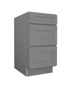 Grey Shaker Elite Vanity Three Drawer Base Cabinet 18"W Largo - Buy Cabinets Today