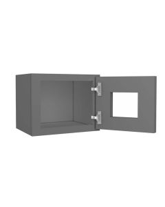 Grey Shaker Elite Wall Open Frame Glass Door Cabinet  15"W x 12"H Largo - Buy Cabinets Today