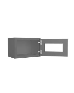 Grey Shaker Elite Wall Open Frame Glass Door Cabinet  18"W x 12"H Largo - Buy Cabinets Today