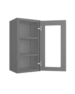 Grey Shaker Elite Wall Open Frame Glass Door Cabinet  15"W x 30"H Largo - Buy Cabinets Today