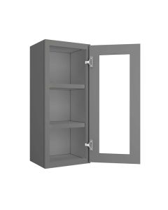 Grey Shaker Elite Wall Open Frame Glass Door Cabinet  15"W x 36"H Largo - Buy Cabinets Today