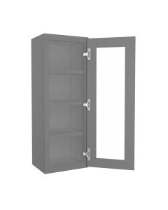 Grey Shaker Elite Wall Open Frame Glass Door Cabinet  15"W x 42"H Largo - Buy Cabinets Today