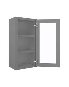 Grey Shaker Elite Wall Open Frame Glass Door Cabinet  18"W x 30"H Largo - Buy Cabinets Today