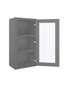 Grey Shaker Elite Wall Open Frame Glass Door Cabinet  18"W x 36"H Largo - Buy Cabinets Today
