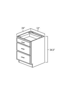 Hickory Shaker - Three Drawer Base 12" Largo - Buy Cabinets Today