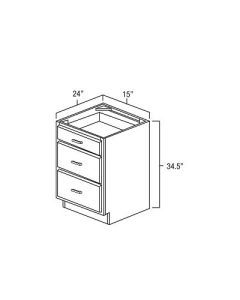 Hickory Shaker - Three Drawer Base 15" Largo - Buy Cabinets Today