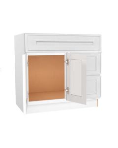 Craftsman White Shaker Vanity Sink Base Drawer Right Cabinet 36" Largo - Buy Cabinets Today