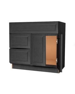 York Driftwood Grey Vanity Sink Base Drawer Left Cabinet 36"W Largo - Buy Cabinets Today